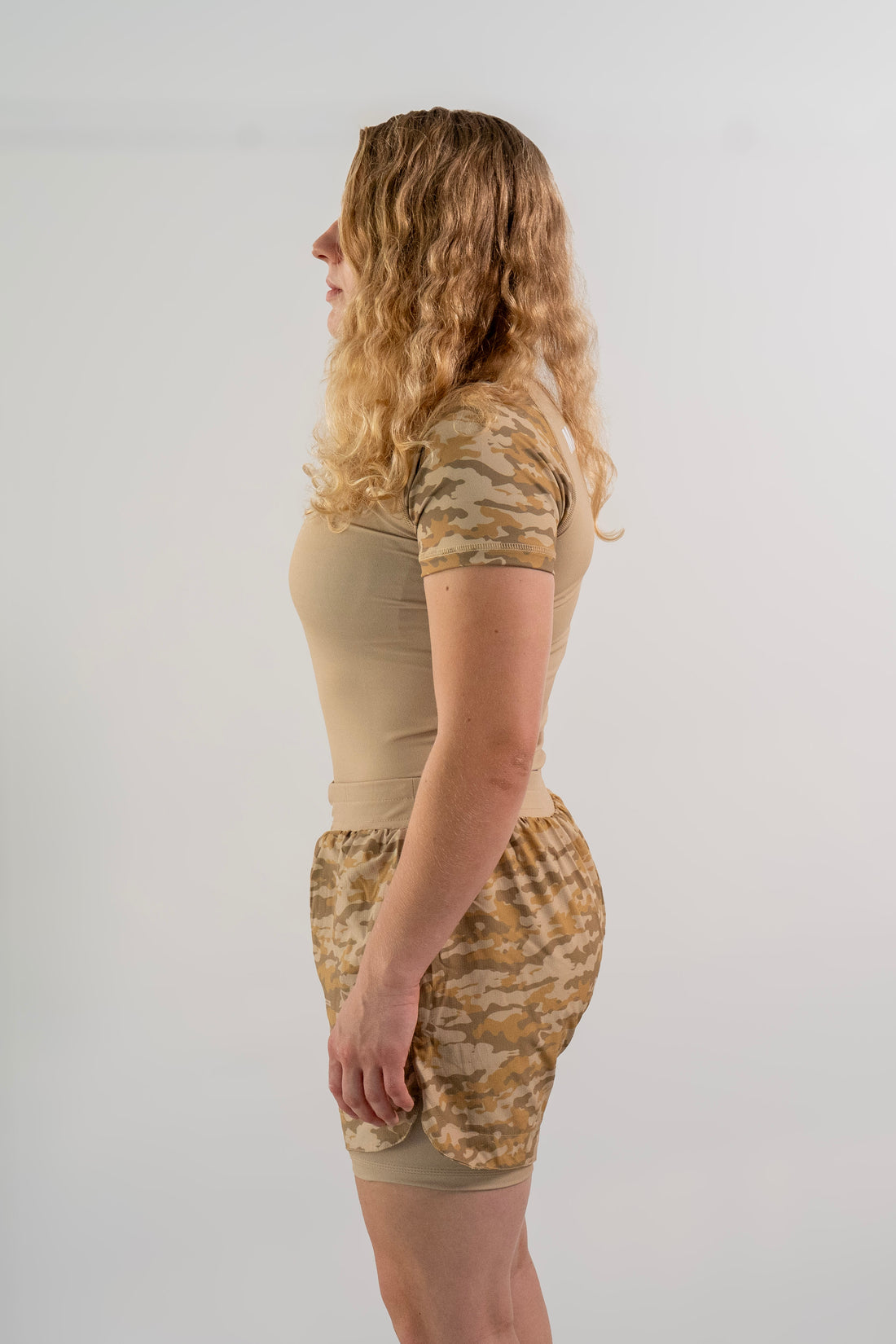 Women's Rash Guard Top — Beige Camo