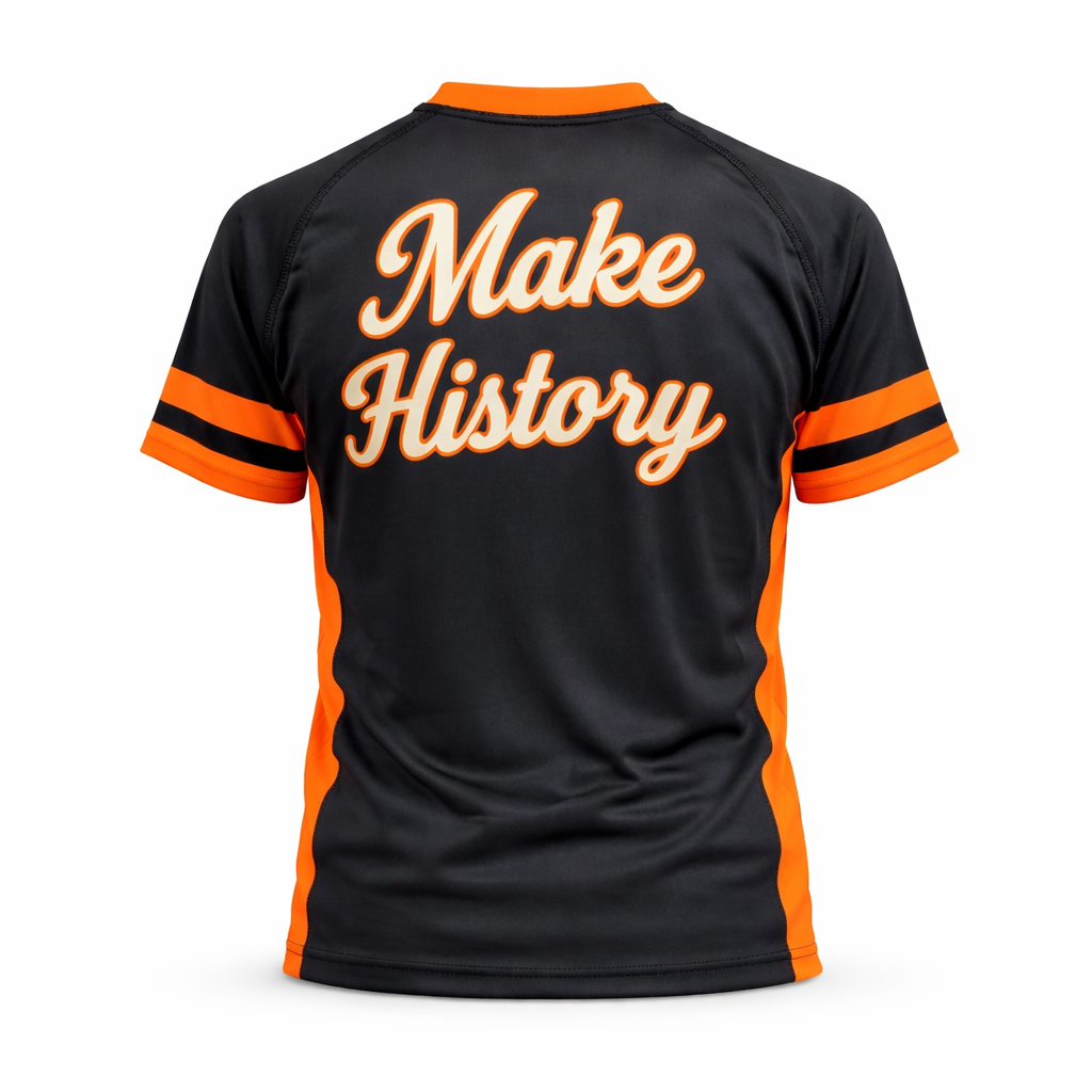 Adult Ranked Rash Guard Top — Orange/Black