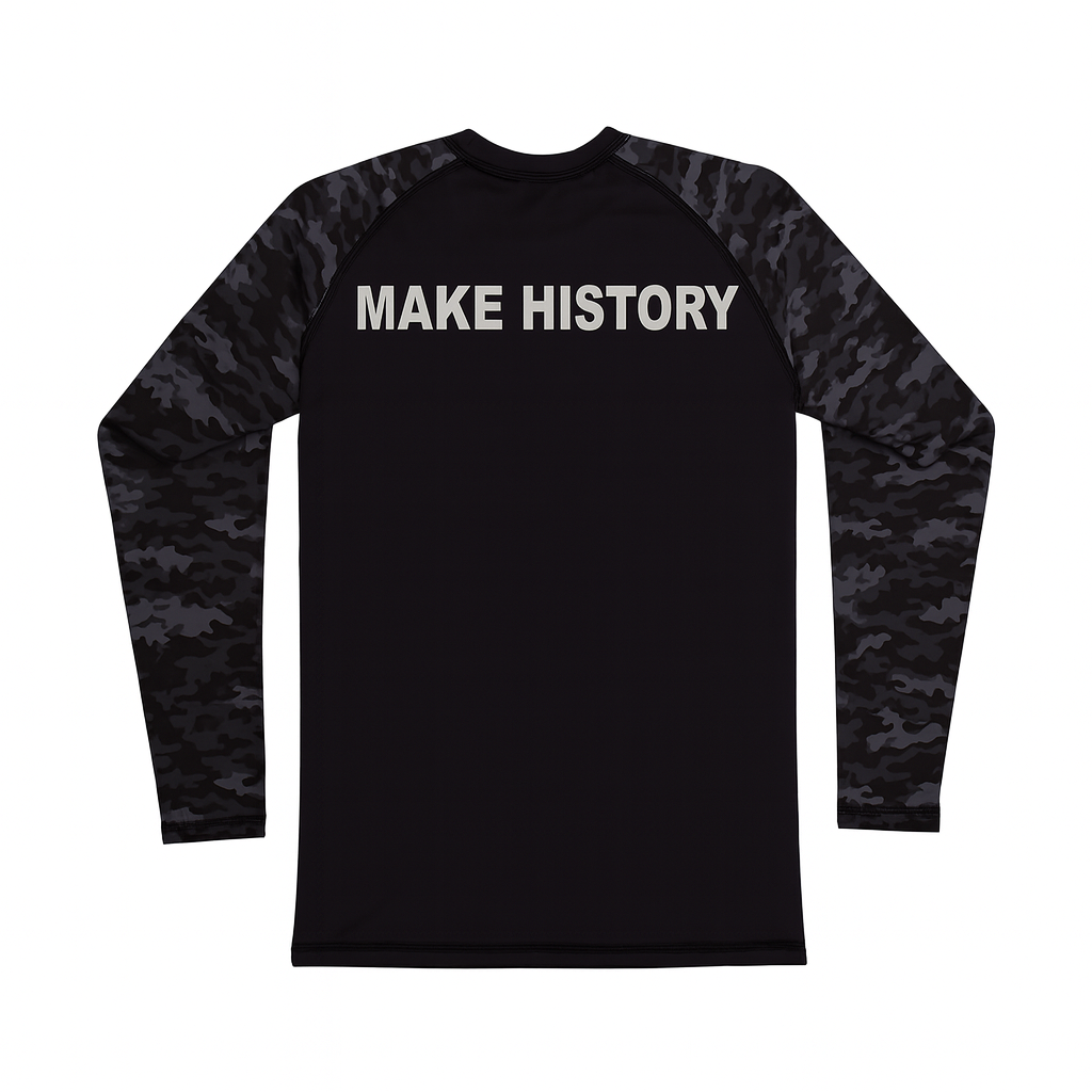 Rash Guard Top — Long Sleeve Black Camo
