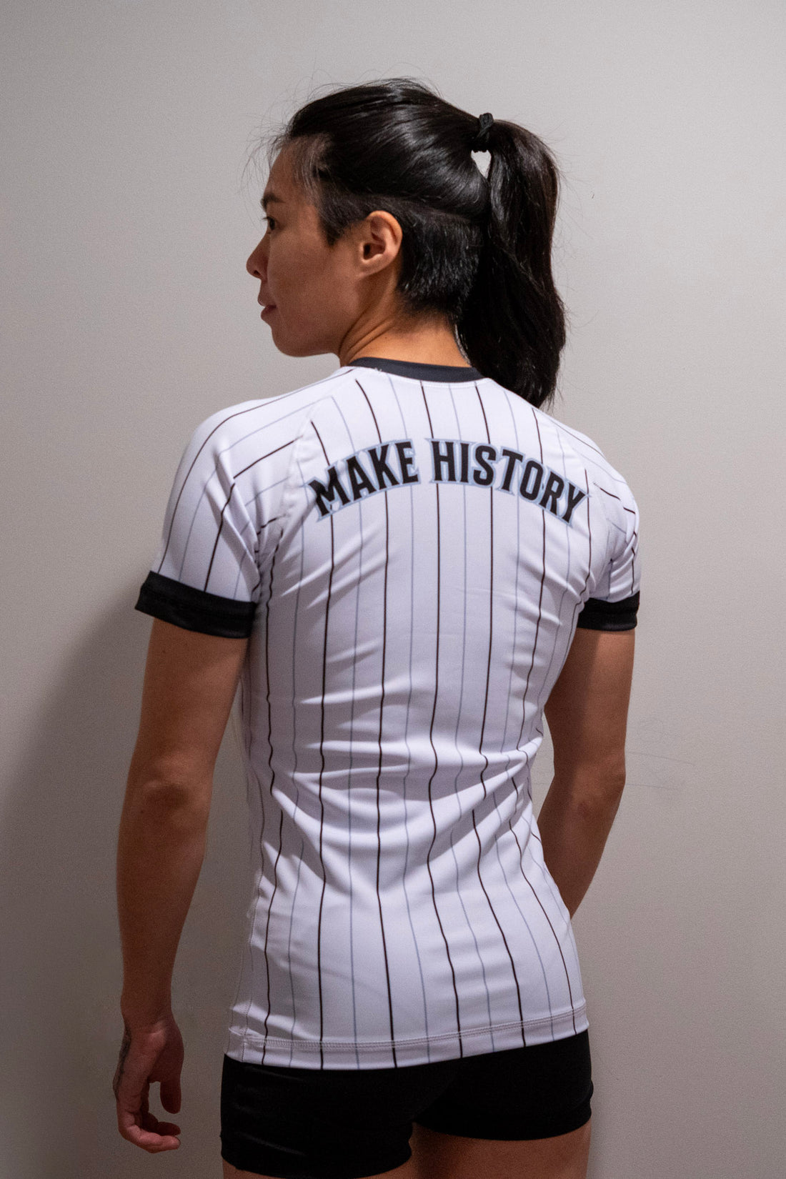 Rash Guard Top — White Pinstripe